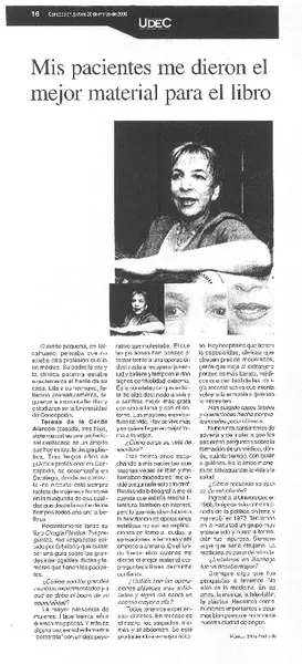 Mis pacientes me dieron el mejor material para mi libro [entrevista]  [artículo] Mónica Silva Andrade.