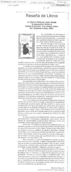 Reseña de libros  [artículo] Roberto Cabrera V.
