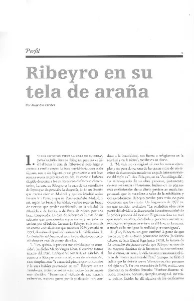 Ribeyro en su tela de araña.  [artículo] Alejandro Zambra.