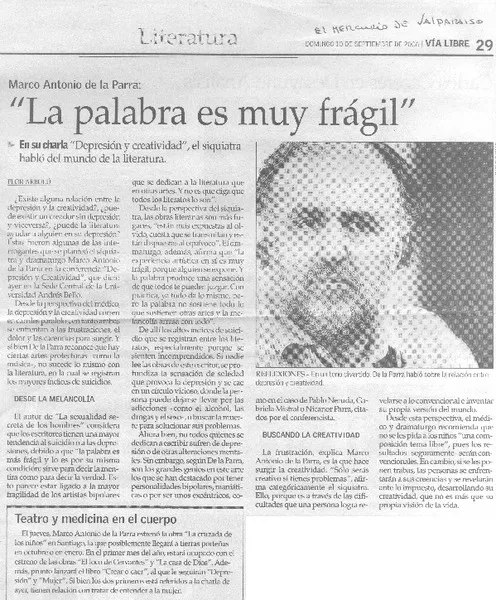 Marco Antonio de la Parra: "La palabra es muy frágil":  [artículo] Flor Arbulú.