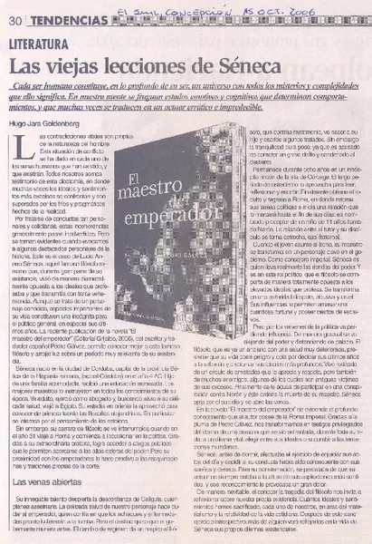 Las viejas lecciones de Séneca  [artículo] Hugo Jara Goldenberg.