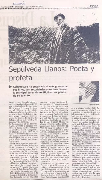 Sepúlveda Llanos : poeta y profeta [artículo] Alejandro Witker.