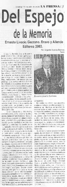 Del espejo de la memoria  [artículo] Edgardo Alarcón Romero.