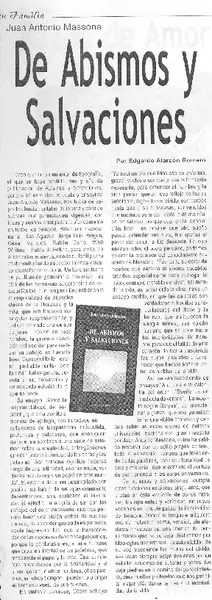 De abismos y salvaciones  [artículo] Edgardo alarcón Romero.