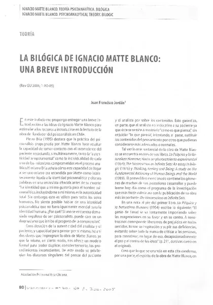 La Bilógica de Ignacio Matte Blanco: una breve introducciòn  [artículo]
