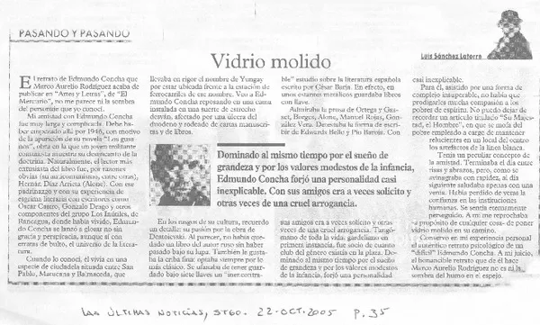 Vidrio molido  [artículo]Luis Sánchez Latorre.