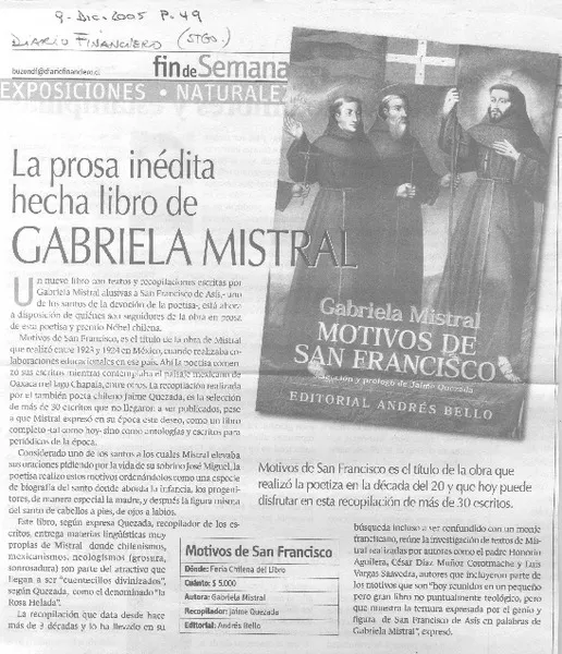 La Prosa inédita hecha libro de Gabriela Mistral  [artículo].
