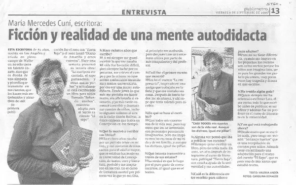 Ficción y realidad de una mente autodidacta (entrevista)  [artículo]Valeria Anda.