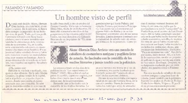 Un hombre visto de perfil  [artículo] Luis Sanchez Latorre.