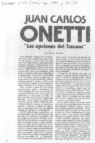 Las opciones del fracaso  [artículo] Sergio Martín.