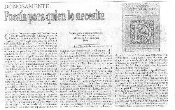 Poesía para quien lo necesite  [artículo] Edgardo Alarcón Romero.