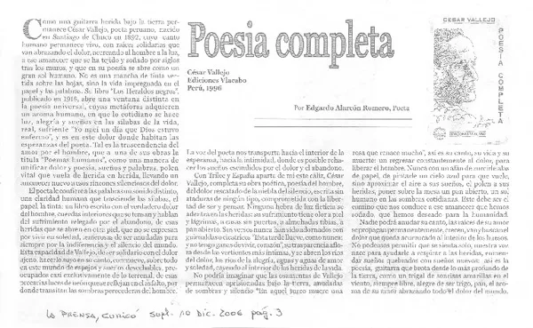 Poesía completa  [artículo]Edgardo Alarcón Romero.
