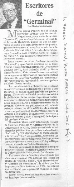 Escritores de "Germinal"  [artículo]Marino Muñoz Lagos.