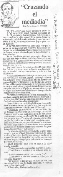 "Cruzando el mediodía"  [artículo]Jorge Abasolo Aravena.
