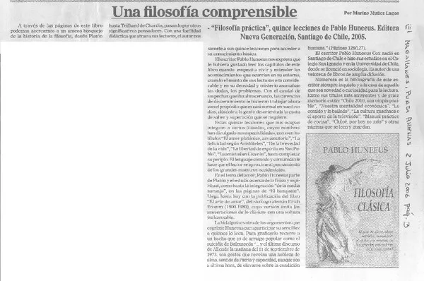 Una filosofía comprensible  [artículo]Marino Muñoz Lagos.