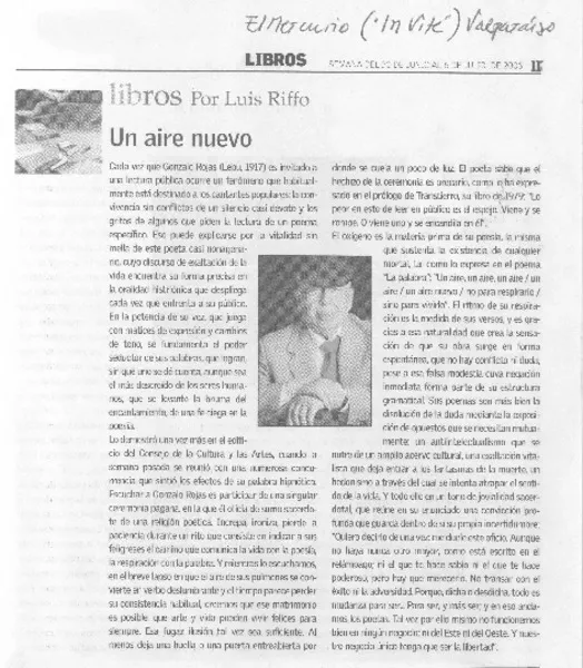 Un aire nuevo  [artículo] Luis Riffo.