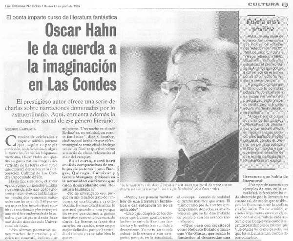 Oscar Hahn le da cuerda a la imaginación en Las Condes [entrevista] [artículo] : Rodrigo Castillo R.