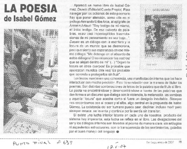 La Poesía de Isabel gómez  [artículo].