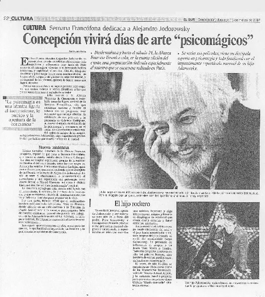 Concepción vivirá días de arte "psicomágicos"  [artículo] Alvaro Peña.