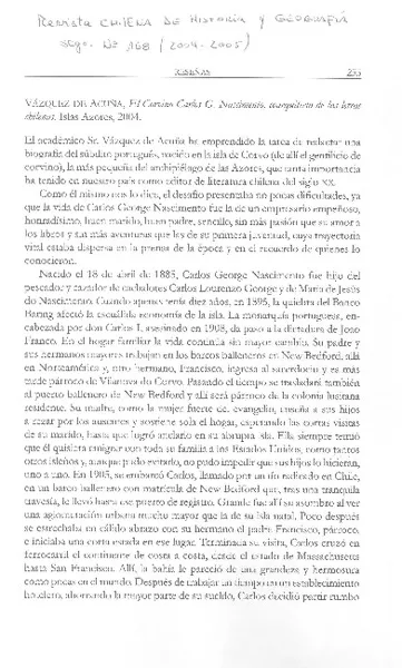 Vásquez de Acuña, El Corvino Carlos G. Nascimento, coarquitecto de las letras chilenas  [artículo]Sergio Martínez Baeza.
