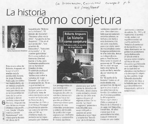 La Historia como conjetura  [artículo]Tito Castillo.