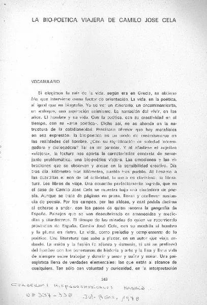 La bio-poética viajera de Camilo José Cela  [artículo] Jacinto Luis Guereña.