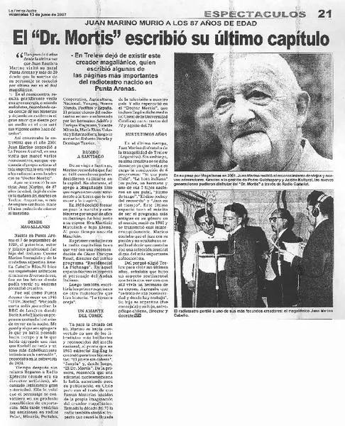 El "Dr. Mortis" escribió su último capítulo  [artículo].
