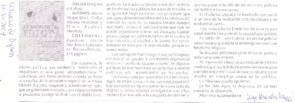 El Regreso del idiota  [artículo]Jorge Abasolo Aravena.
