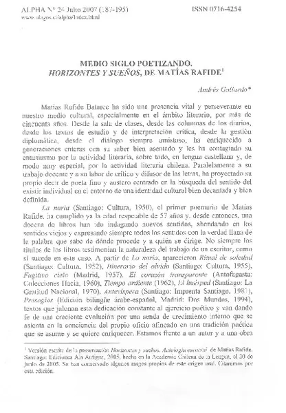 Medio siglo poetizando  [artículo] Andrés Gallardo.