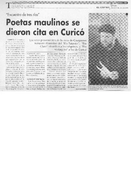 Poetas maulinos se dieron cita en Curicó  [artículo] Mauricio Poblete.