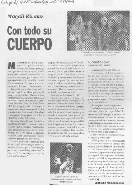 Con todo su cuerpo  [artículo] Leopoldo Pulgar Ibarra.