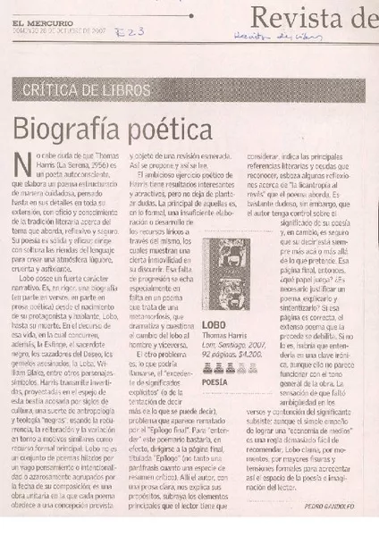 Biografía poética  [artículo] Pedro Gandolfo.