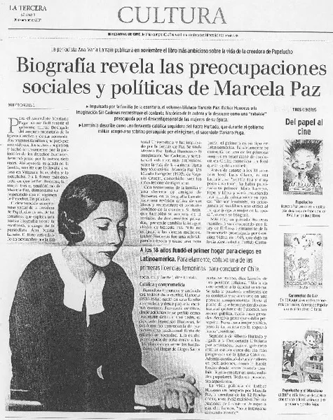 Biografía revela las preocupaciones sociales y políticas de Marcela Paz  [artículo] Roberto Careaga C.