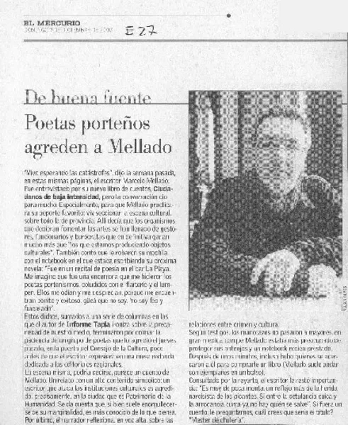 Poetas porteños agreden a Mellado  [artículo].