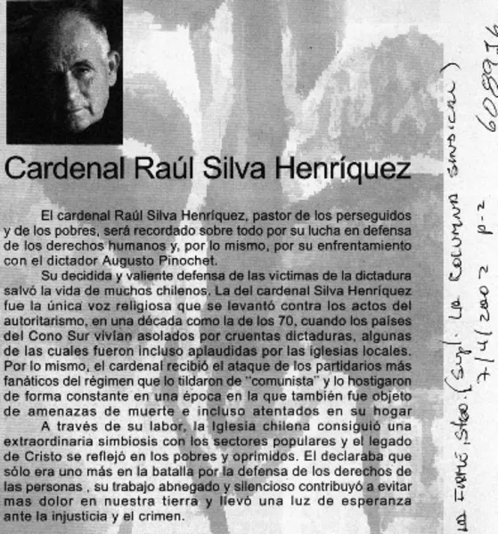 Cardenal Raúl Silva Henríquez  [artículo]