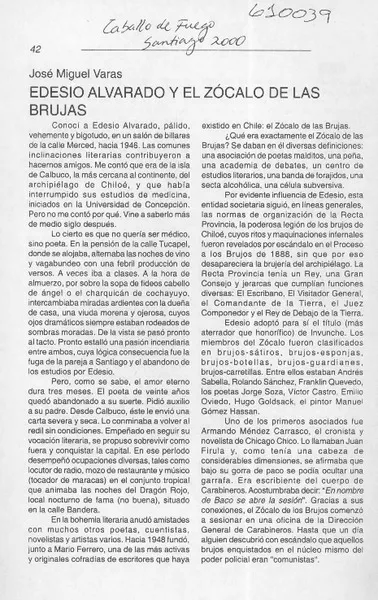 Edesio Alvarado y el zócalo de las brujas  [artículo] José Miguel Varas