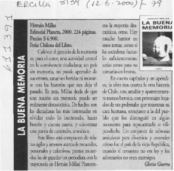 La buena memoria  [artículo] Gloria Guerra