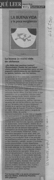 La buena (o mala) vida de los chilenos  [artículo] Willy Haltenhoff