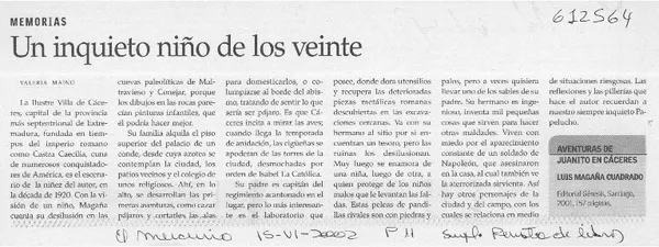 Un inquieto niño de los veinte  [artículo] Valeria Maino.