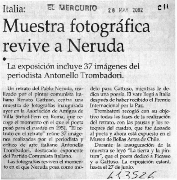 Muestra fotográfica revive a Neruda  [artículo]