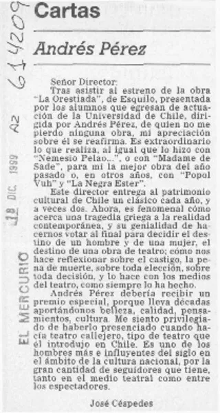 Andrés Pérez  [artículo] José Céspedes