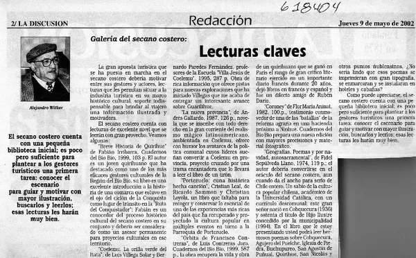 Lecturas claves  [artículo] Alejandro Witker