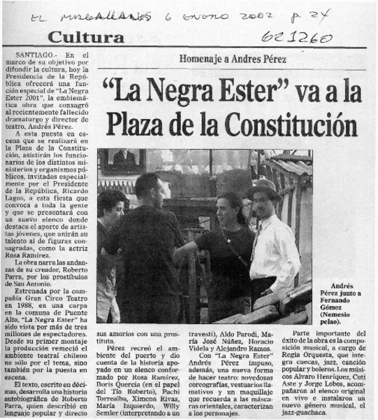 "La Negra Ester" va a la Plaza de la Constitución  [artículo]