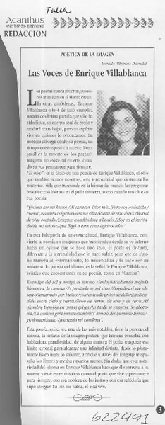 Las voces de Enrique Villablanca  [artículo] Marcela Albornoz Dachelet