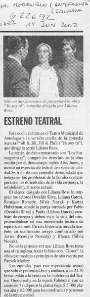 Estreno teatral  [artículo].
