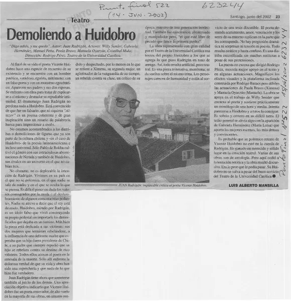Demoliendo a Huidobro  [artículo] Luis Alberto Mansilla