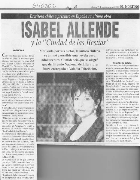 Isabel Allende y la "Ciudad de las bestias"  [artículo].