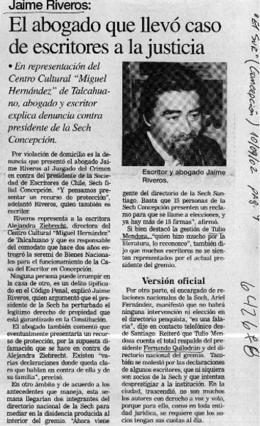 El abogado que llevó caso de escritores a la justicia  [artículo]