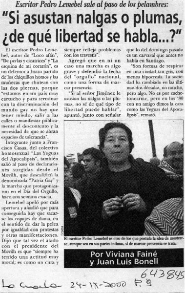 "Si asustan nalgas o plumas, ¿de qué libertad se habla"  [artículo].