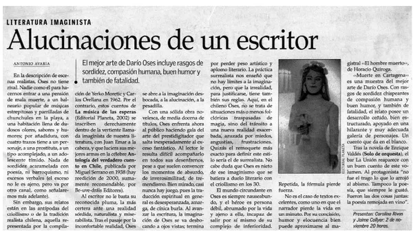 Alucinaciones de un escritor  [artículo] Antonio Avaria.